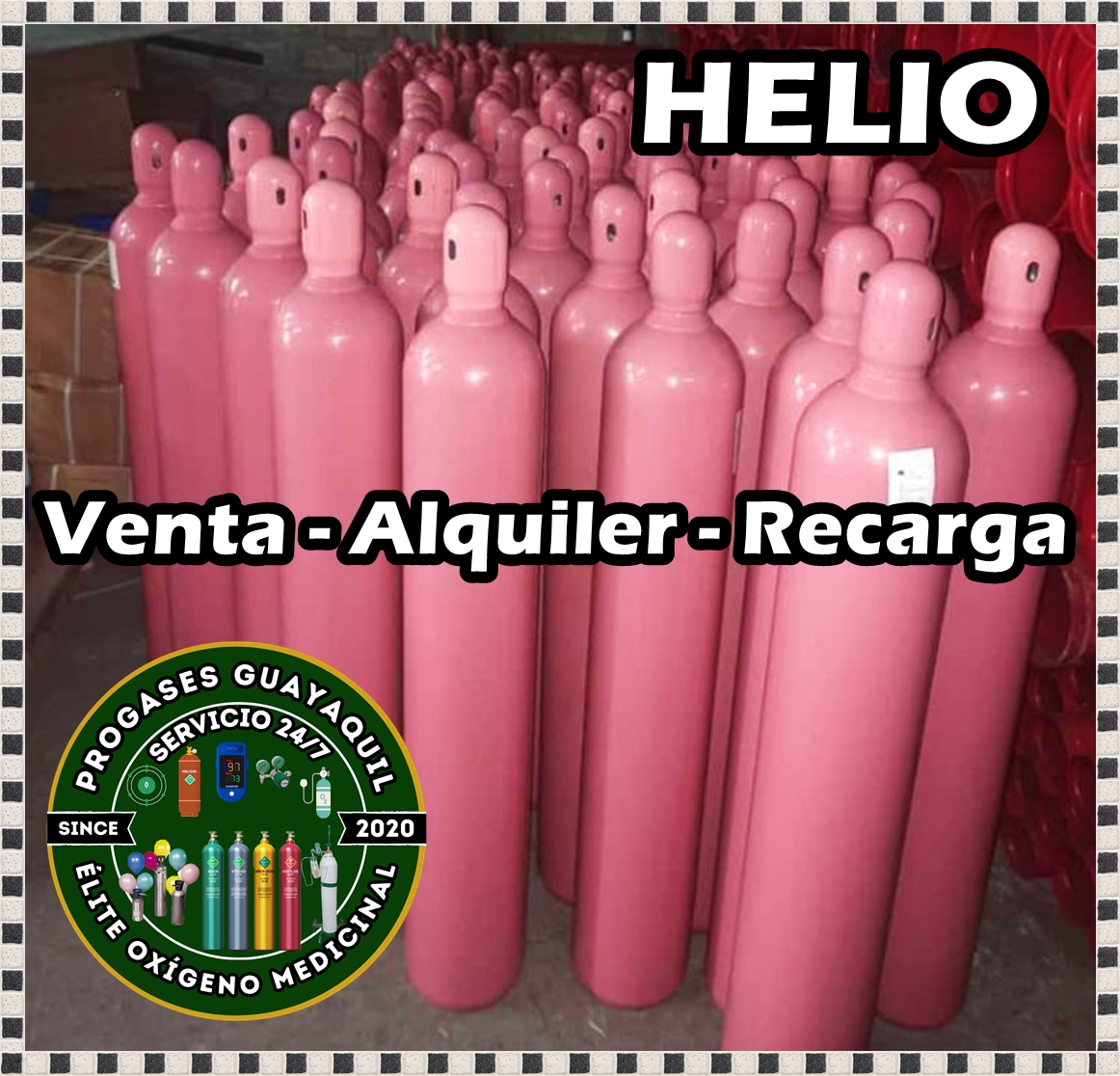 Oxígeno Medicinal Guayaquil ProGases. Globos con Helio en Guayaquil. Gases Industriales. Venta, Alquiler y Recarga de Tanques Cilindros. Helio para Globos en Guayaquil. Distribuidor de todo tipo de Gases Industriales. Reguladores, manómetros, acoples, Equipos de corte y suelda. Helio, argón, hidrógeno, nitrógeno, Co2