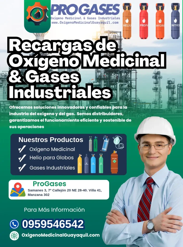 ProGases Oxígeno Medicinal Guayaquil Helio para Globos Gases Industriales 2